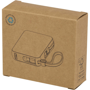 Logo trade promotional items image of: Acrux 10.000 mAh 35W tablet power bank with built in Type-C cable - made from recycled plastic